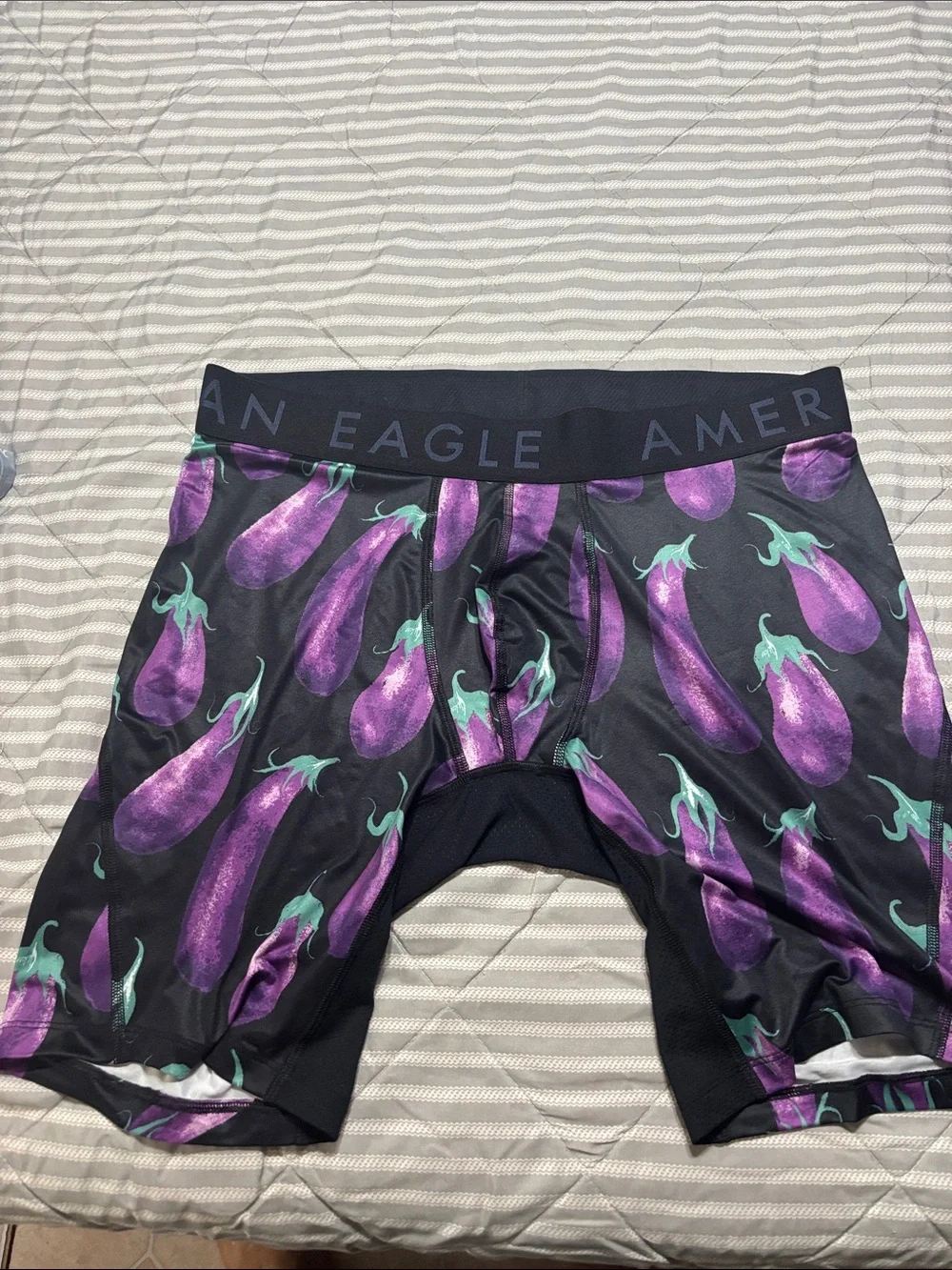 American Eagle Outfitters Black Boxer Briefs with Purple Eggplant Print